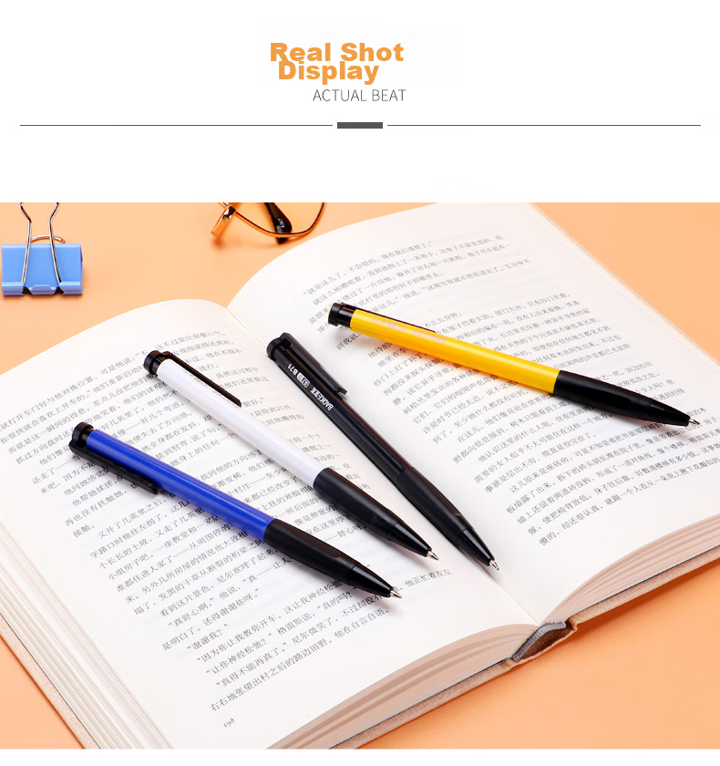 BAOKE B71 0.7mm Retractable Ballpoint Pen, Medium Oil Pen, Soft Rubber Grip, Office Supplies, Black, 60 Pens/tube 5