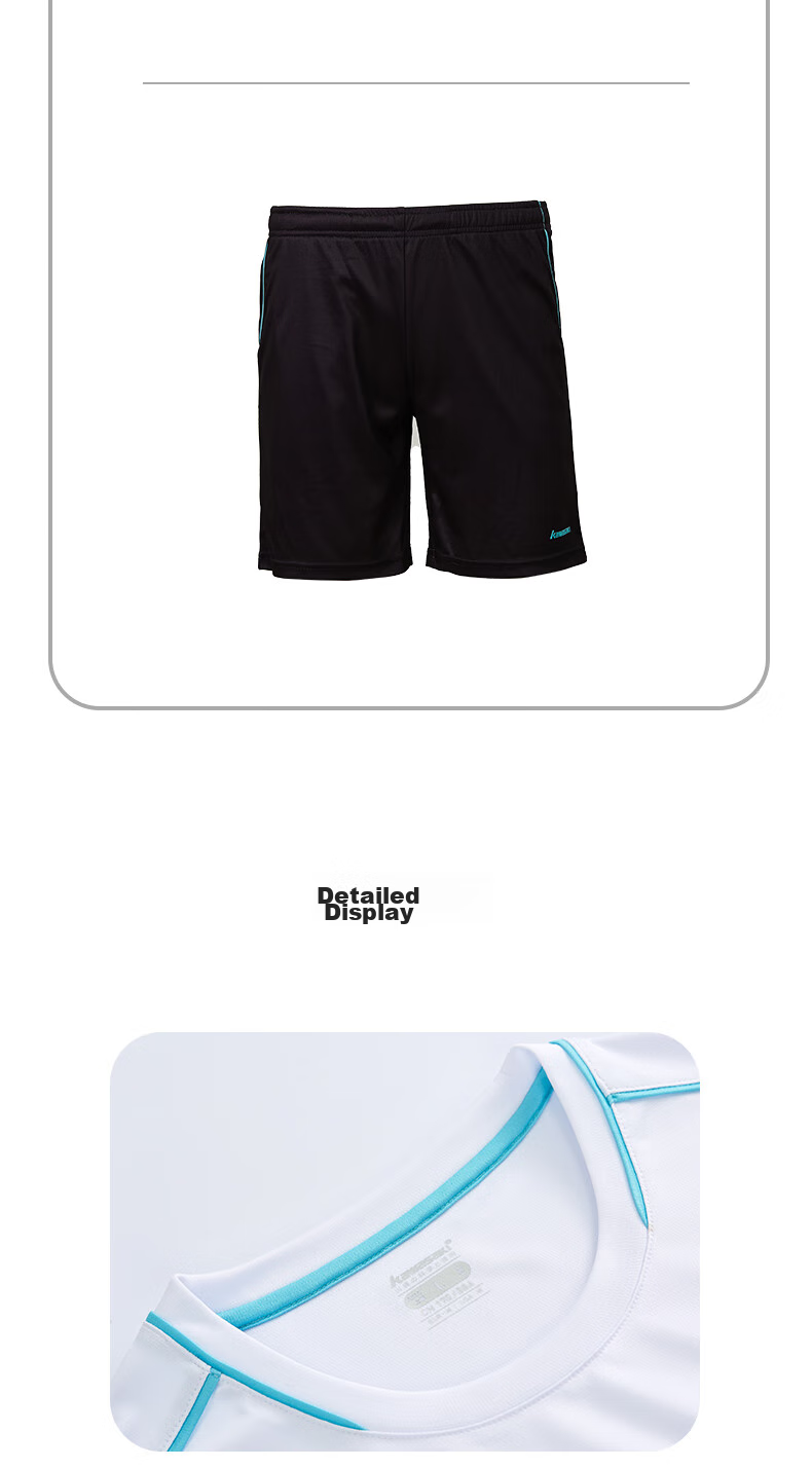 KAWASAKI Badminton Outfit Set for Children And Teenagers, Sports Quick-Dry Short-Sleeve T-Shirt Training Wear A4806 White And Black 160 18