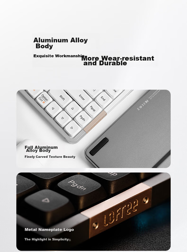 LOFREE Xiaoshun 100-Key Low-Profile Keyboard OE919, Wired And Bluetooth Dual-Mode, Low-Profile Mechanical Keyboard, Aluminum Alloy Body, Deep Space Phantom 4