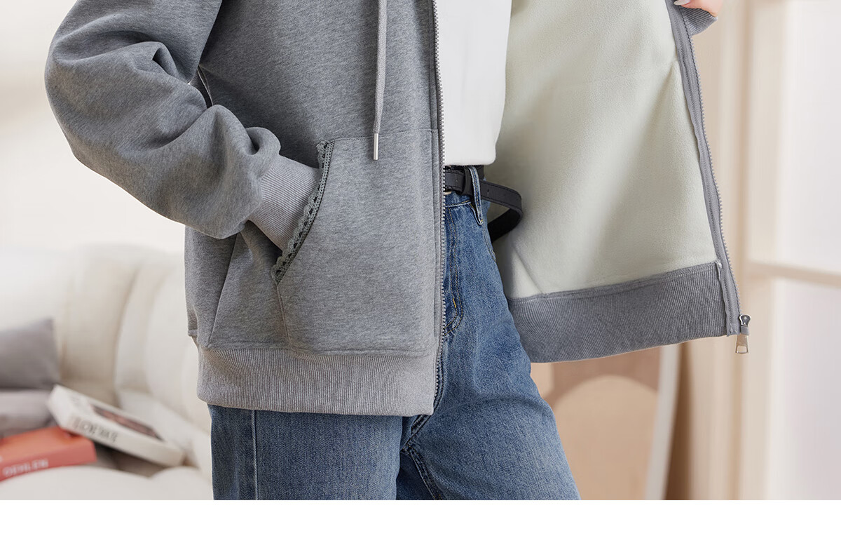 Halo Queen Women's Sweatshirt Jacket with Fashionable Letter Print, Casual Comfortable Loose-Fitting Student Sweatshirt H13KF2141 55