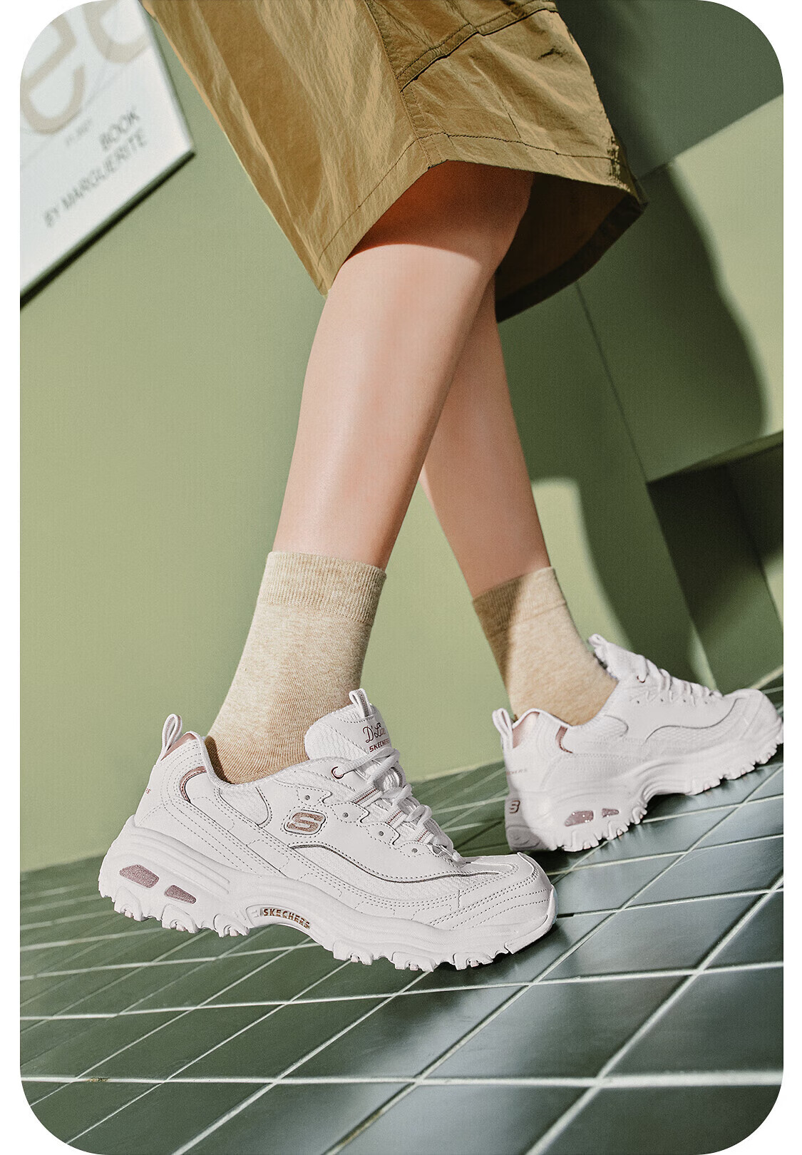 Skechers Women's Platform Thick-Soled Dad Sneakers Casual Breathable Durable Sports Shoes WTRG White/Gold Size 35.5 11