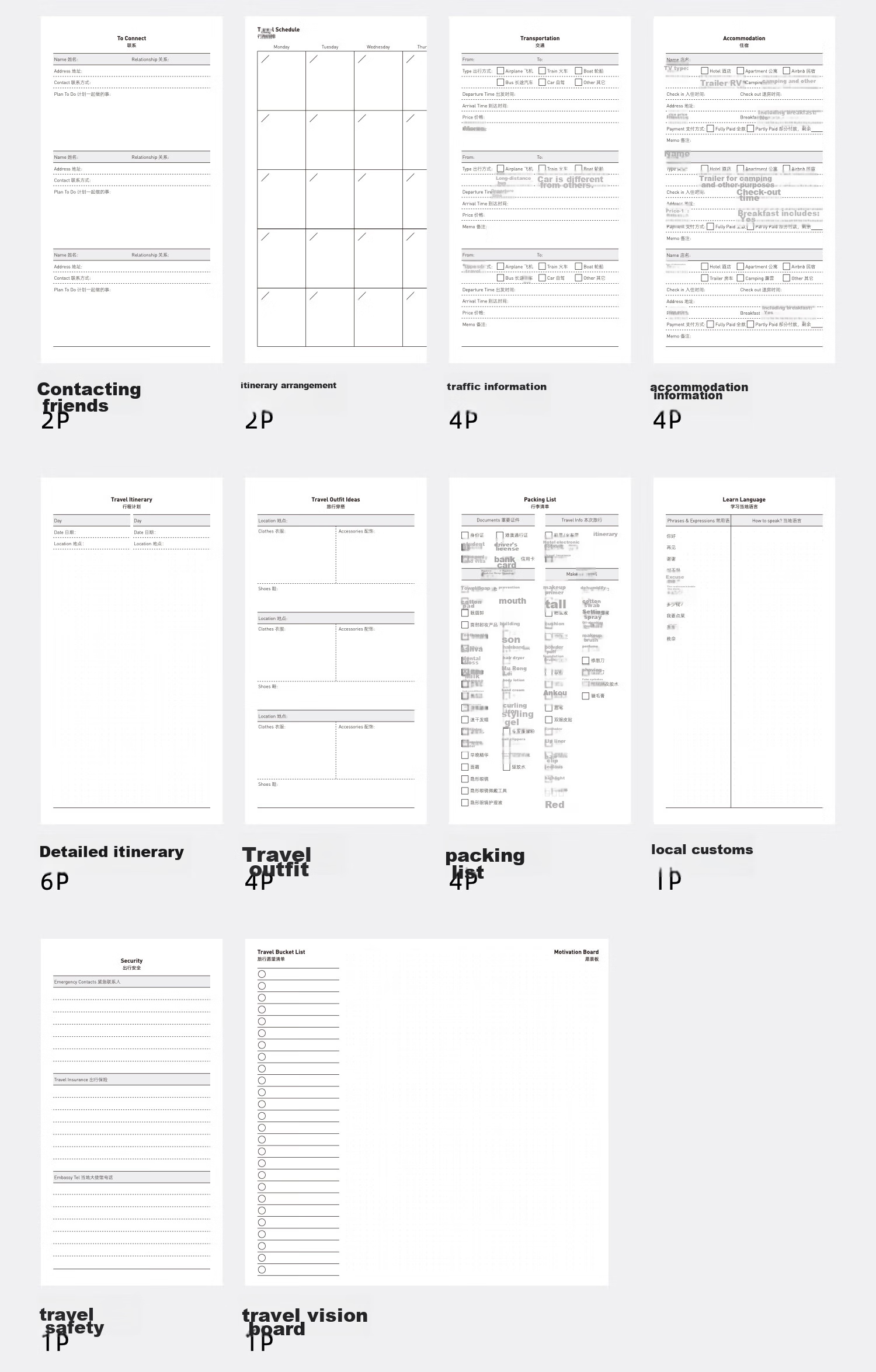 Chenzao Travel Guide with Detachable Replaceable Dot Matrix Core, 60 Pages 12