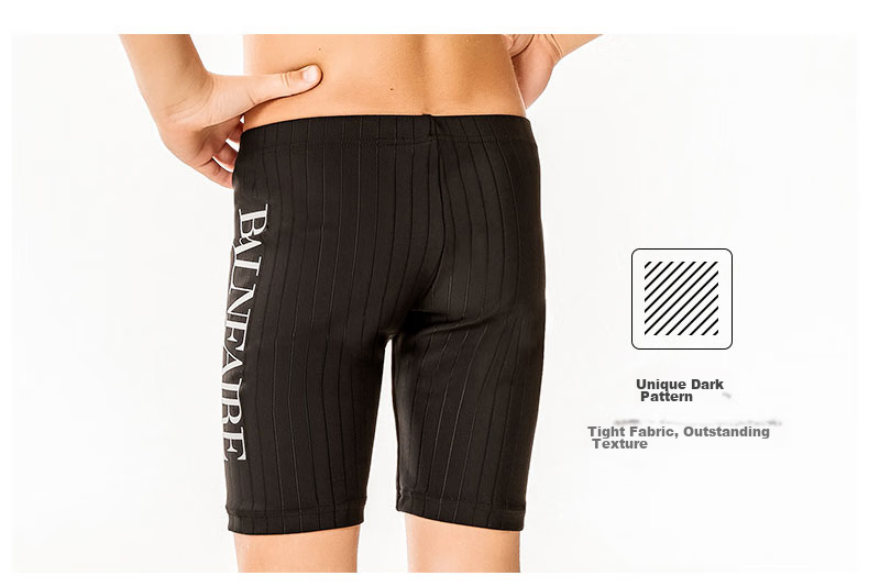 BALNEAIRE Youth Swim Shorts, Mid-Length Professional Training Sports Boys Swimming Hot Spring Bathing Suit, 250012 Black, Size 100 6