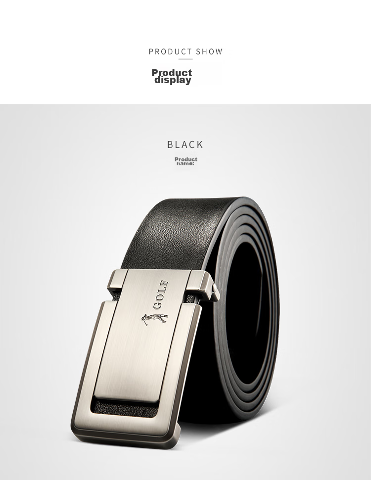 GOLF Top-Grain Leather Men's Belt with Buckle, Business Casual Trouser Belt, Gift Box Set, Gift for Boyfriend Or Father 10