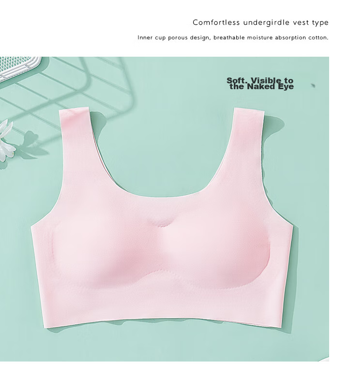 LangSha Children's Underwear, Girls' Sports Bra, Anti-Shock Bra for Teenage Girls, Ice Silk Seamless Bra for Older Children, Developmental Bra for High School Students, Vest 9
