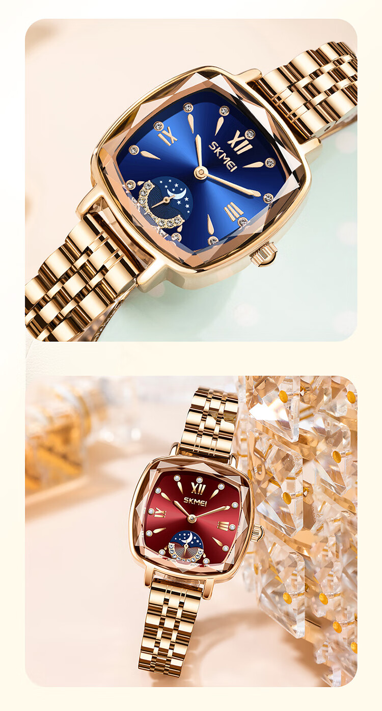 Skmei Fashion Trendy Personalized High-End Waterproof Quartz Steel Band Women's Wristwatch Birthday Gift 2582 6