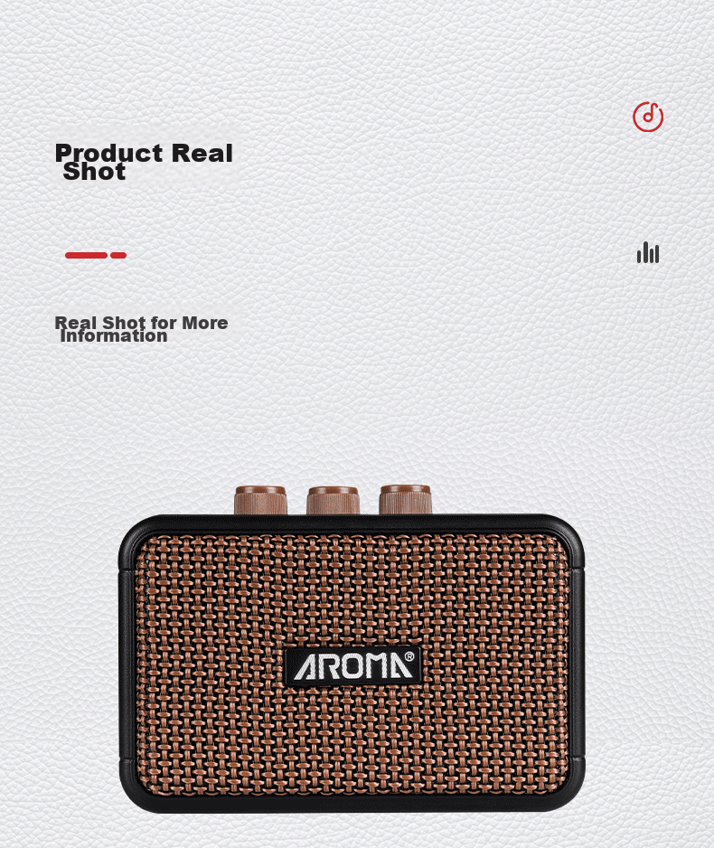 AROMA Electric Guitar Mini Speaker, Bluetooth Rechargeable Outdoor Portable Musical Instrument Smart Speaker AG-04 11