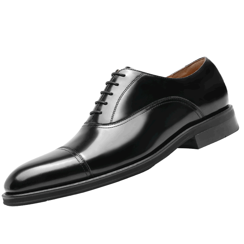 DES AI (DESAI) Three-Prong Men's Shoes, Business Formal Leather Shoes, Oxford Heightening British Wedding Shoes, Black, Size 43