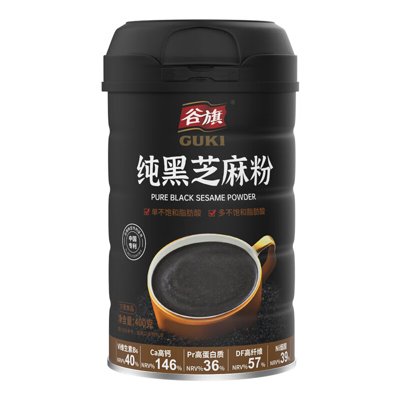 谷旗 纯黑芝麻粉400g 原味芝麻糊烘培用孕妇即食冲饮代餐粉高钙高纤维