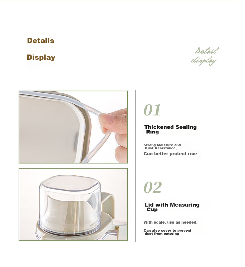 Baicaoyuan Grain Storage Container, Sealed, Insect-Proof, Moisture-Proof Rice Bin, Rice Box, Rice Jar, Multi-Grain Storage Canister with Measuring Cup, 2L 13