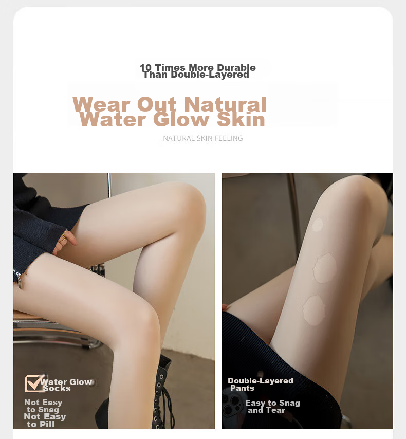 Langsha Women's Spring Autumn Thin Leggings Slimming Bare-Leg Effect Shiny Sheer Footed Tights Black 4