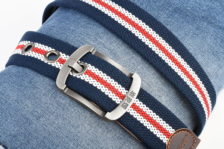 HALFEEL Outdoor Sports Casual Canvas Belt, Men's Pin Buckle Leather Belt, Youth Student Military Training Trendy Fashion Trouser Belt 5