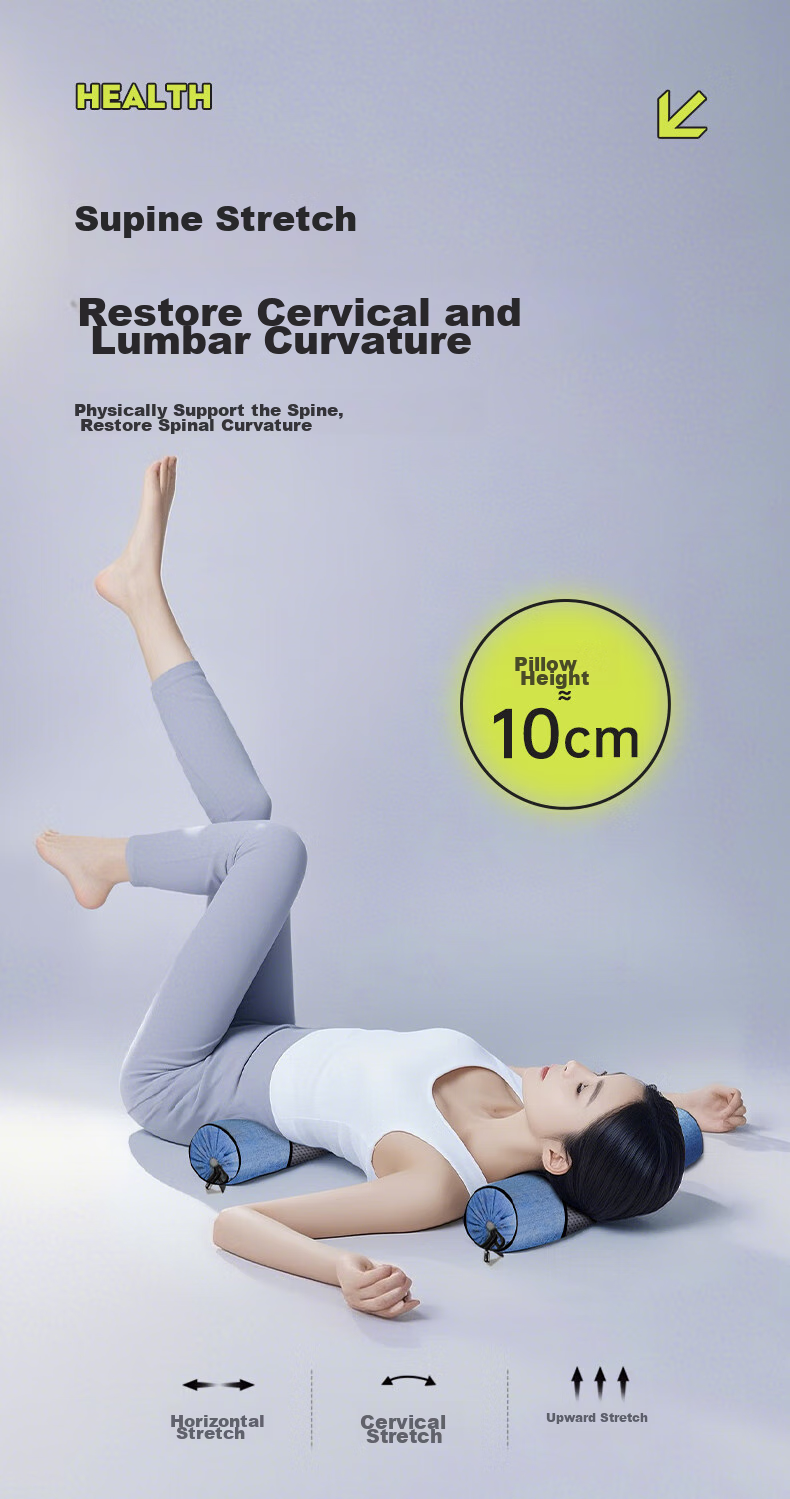 J.Sir Cervical Pillow, Round Pillow for Wealthy Neck, Deep Sleep, Buckwheat Hull Filling, Soothing Cervical Traction Cylindrical Pillow 7
