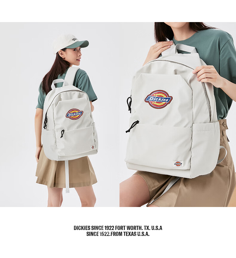Dickies Student Backpack, Large Capacity Canvas School Bag for Middle And High School Students, Lightweight Travel Backpack with High Aesthetic Value, Beige 16
