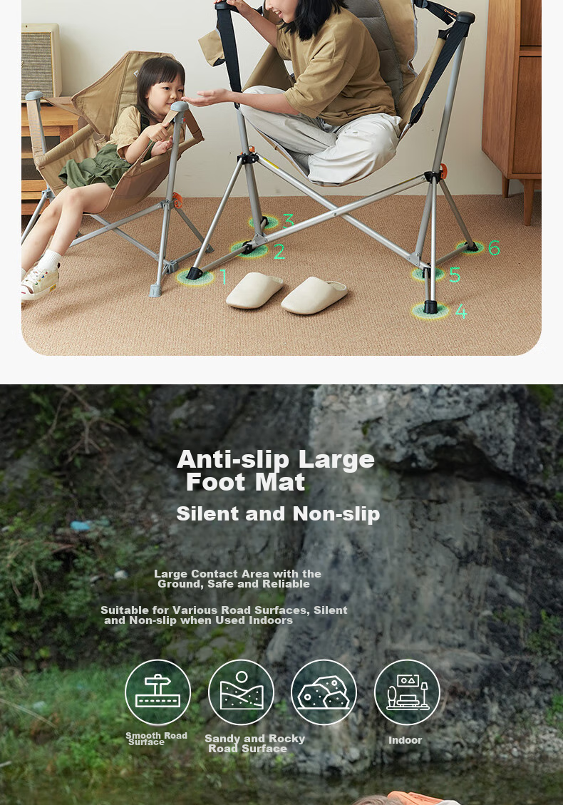 KingCamp Folding Chair, Outdoor Chair, Rocking Chair, Indoor Chair, Cradle Chair, Hanging Chair, Swing Chair, Aluminum Alloy Chair, KC2227, Khaki Color 12