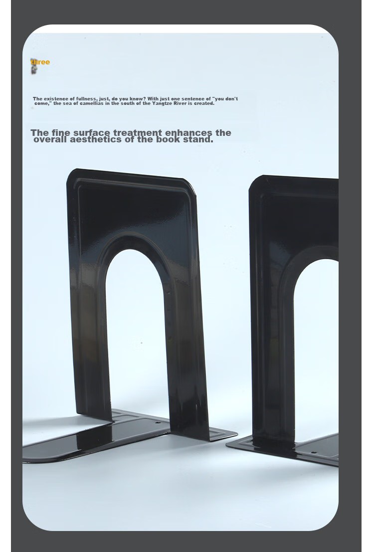 TANGO Metal Iron Desktop Bookend, Anti-Tipping, Office Study Supplies, Book Storage, Student Dormitory, Black, Non-Slip Design, Back-To Essential, Book Organization, Simple Storage Rack 5