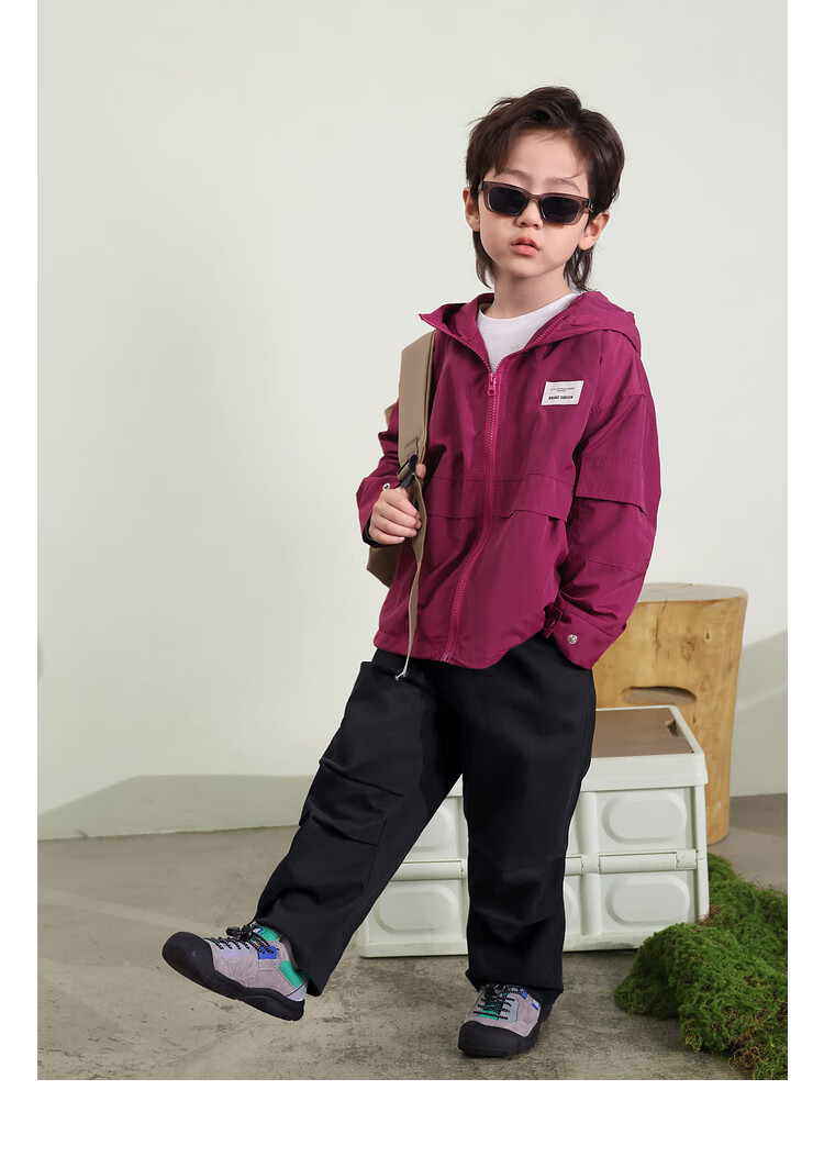LUSON Chen Da Zhu Boys' Outdoor Hooded Workwear Jacket, 2025 Spring And Autumn New Style, Children's Water-Repellent Hiking Coat, Outerwear 19