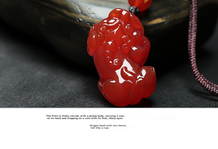 Cilingge Red Agate Pixiu Pendant, Puichu Pu Jewelry Pendant Necklace, Zodiac Year Gift, Amulet for Men And Wome 4