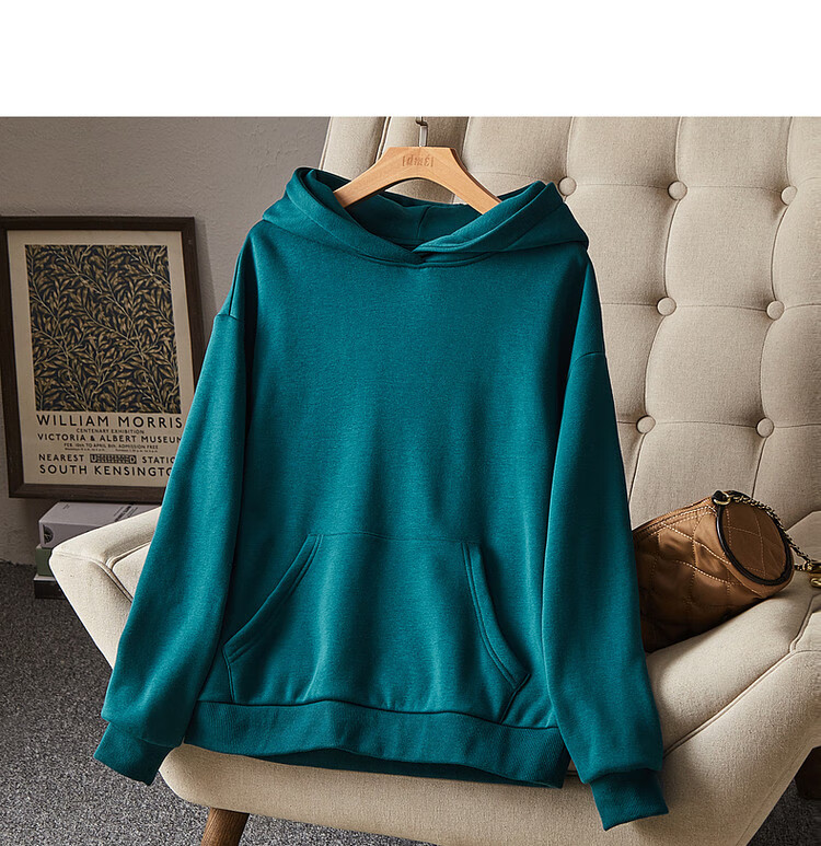 Dme [Hooded Commuter] Winter Fashion Fleece-Lined Drop Shoulder Long Sleeve Pocket Commuter Sweatshirt for Women, Linen Gray, M 19