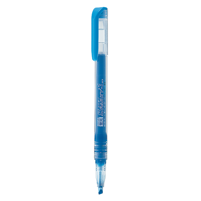 ZEBRA Transparent Core Direct Liquid Highlighter, SPARKY Series Single-Color Line Marker, Colored Journal Pen for Students' Key Points, WKP1 Blue