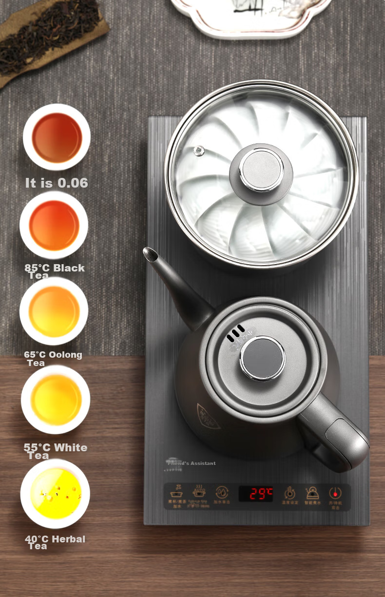 FUNORK Fully Automatic Electric Kettle with Tea Table, 304 Stainless Steel Integrated Tea Table And Coffee Table, Built-In Electric Teapot, Tea Set And Electric Tea Stove HL-602 Cleaning Model 1L 13
