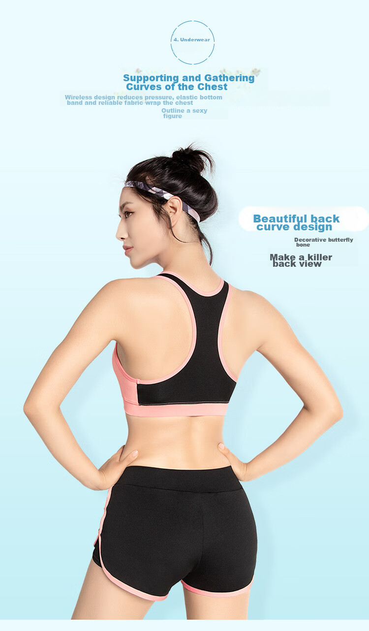 CAMEL Women's Sportswear Set, New Yoga Fitness Pilates Elastic Short-Sleeve Shorts And Pants Five-Piece Workout Outfit 5