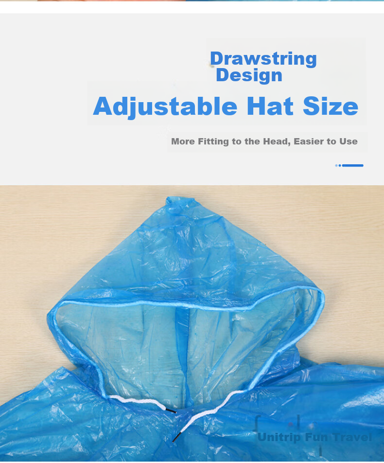 Quxing Thickened Raincoat with Hood Rope, One Size Fits All Poncho, Outdoor Travel Large Disposable Raincoat, Random Color, 5 Pieces 10
