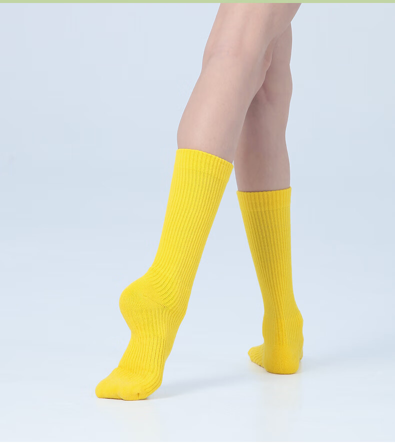 Bowuwuyuan Dance Socks, Cotton Mid-Calf Socks, Thickened Terry Bottom, Non-Slip, for Girls' Ballet Practice And Modern Dance 11