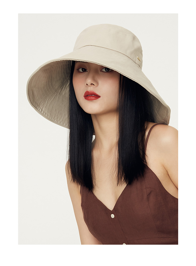 CACUSS Large Brim Sun Protection Hat for Women Summer UV Protection Sunshade Bucket Hat Outdoor Beach Sun Hat Beige Medium 11
