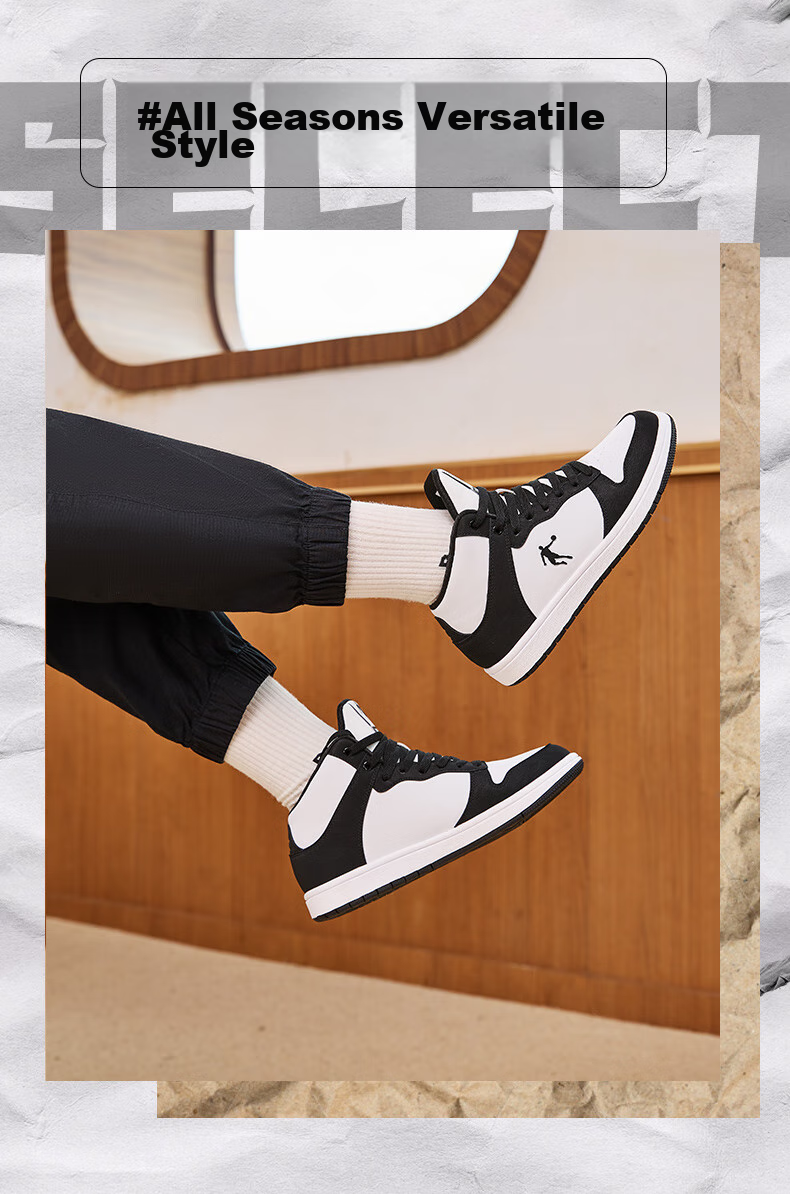 QIAODAN Women's Leather Sneakers, Air Force One Style, Waterproof High-Top Casual Shoes, Sports Shoes 9