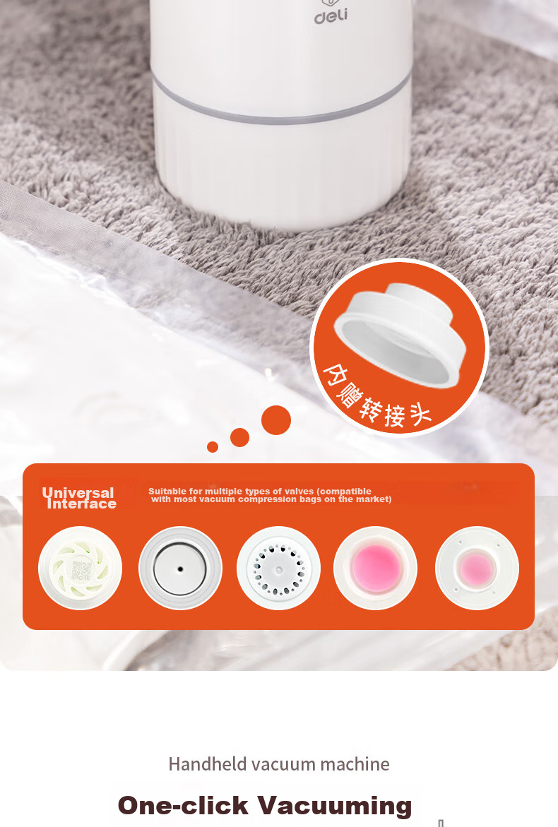 Deli Manual Vacuum Pump Storage Bag Vacuum Compression Pump Specialized for Vacuum Bags, Battery-Free Portable 14930 3