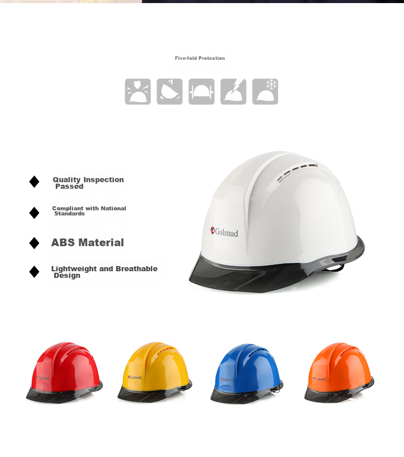 Geermu Safety Helmet for Construction Site GM768 White Worker Safety Hard Hat Abs Breathable Customizable with Printed Text 2