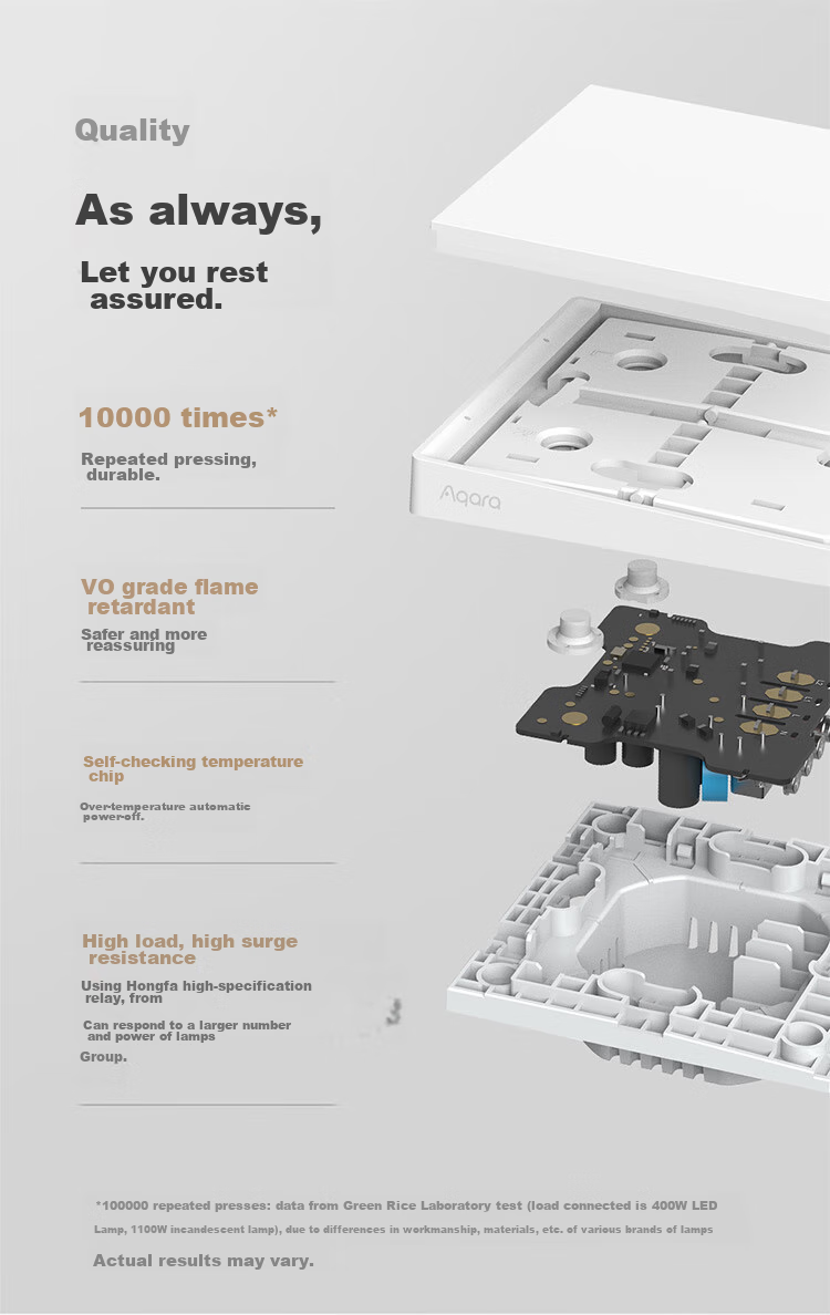 Aqara Smart Switch E1 Single-Button Zero-Flame, Integrated with Mijia APP/iOS HomeKit, Mountain Gray 16