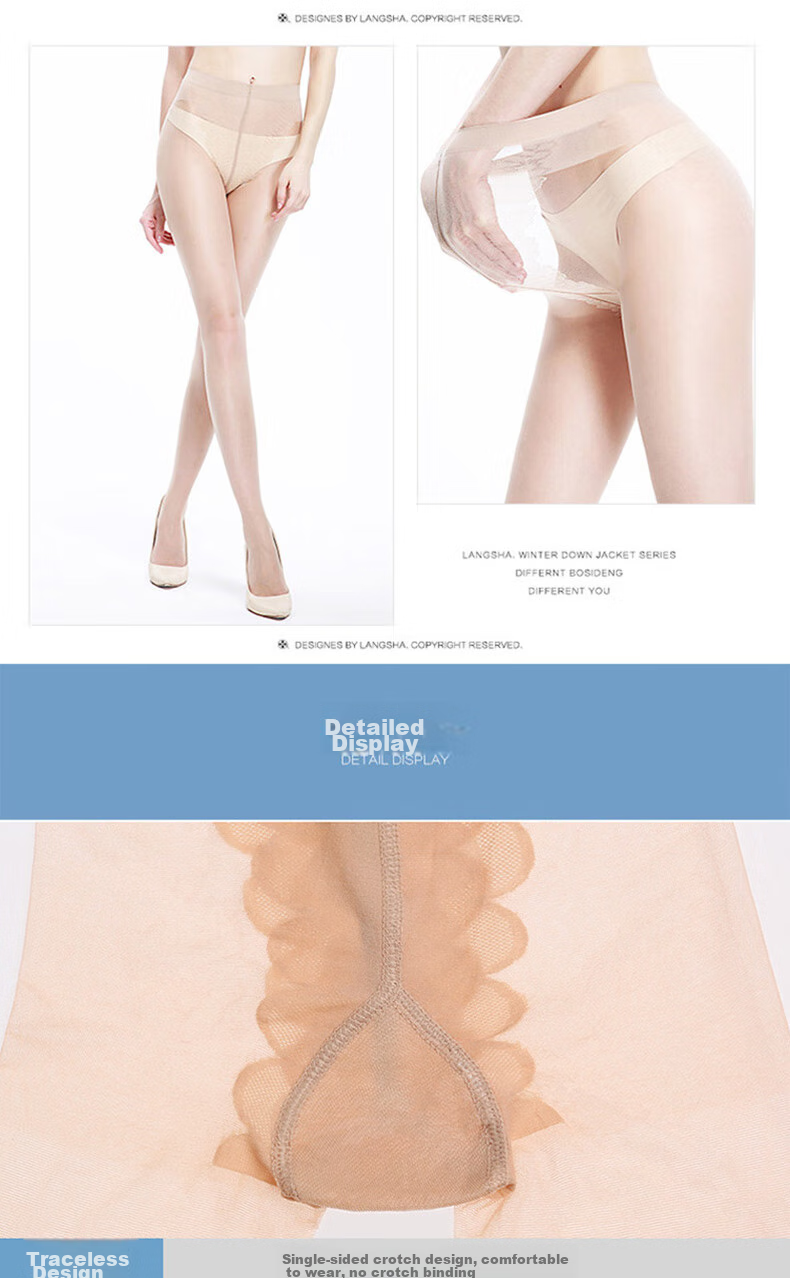LangSha Silk Stockings for Women, Summer Pantyhose, Black And Nude Color, Sexy Butterfly Crotch, Thin Leggings, 4 Pairs Pack, Black 2, Coffee 2 13