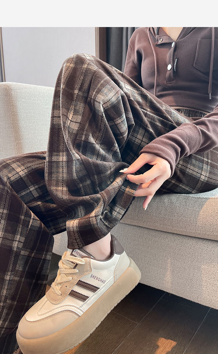 TonLion 2026 Autumn And Winter Women's Slimming Elastic-Grid Casual Pants, Loose Fit 18
