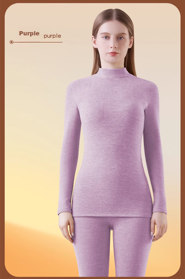 Langsha Wool And Silk Thermal Underwear for Women, New Fall/Winter 2026 Collection, 7A Antibacterial Fleece-Lined Warm Base Layer Top And Bottom Set 15