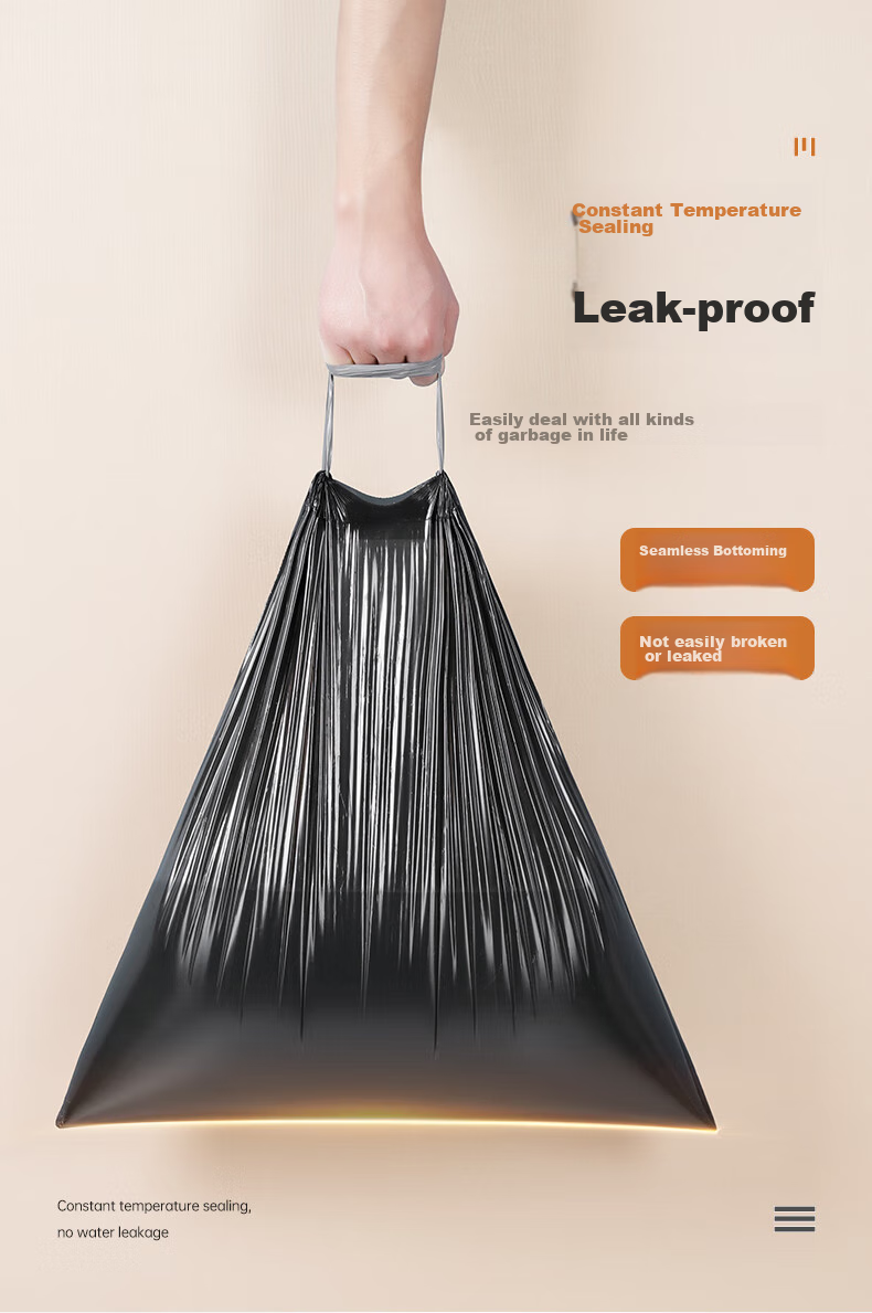 MARYYA [Ren Jialun's Choice] Drawstring Garbage Bags, Black, 45*50cm, 100 Pieces, 1 Micron Thick, Tear-Free, for Kitchen, Home And Office Use 5