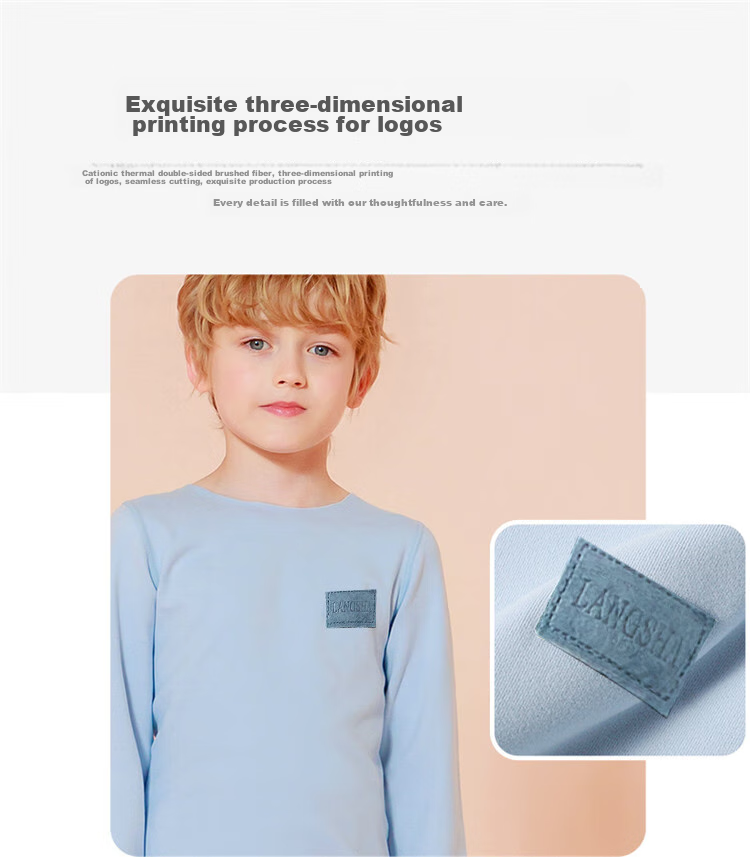 LangSha Children's Thermal Underwear, Boys' Autumn And Winter Round Neck Base Layer Pajamas, Elastic Autumn Top And Pants, for Older Children, Set of 120 3