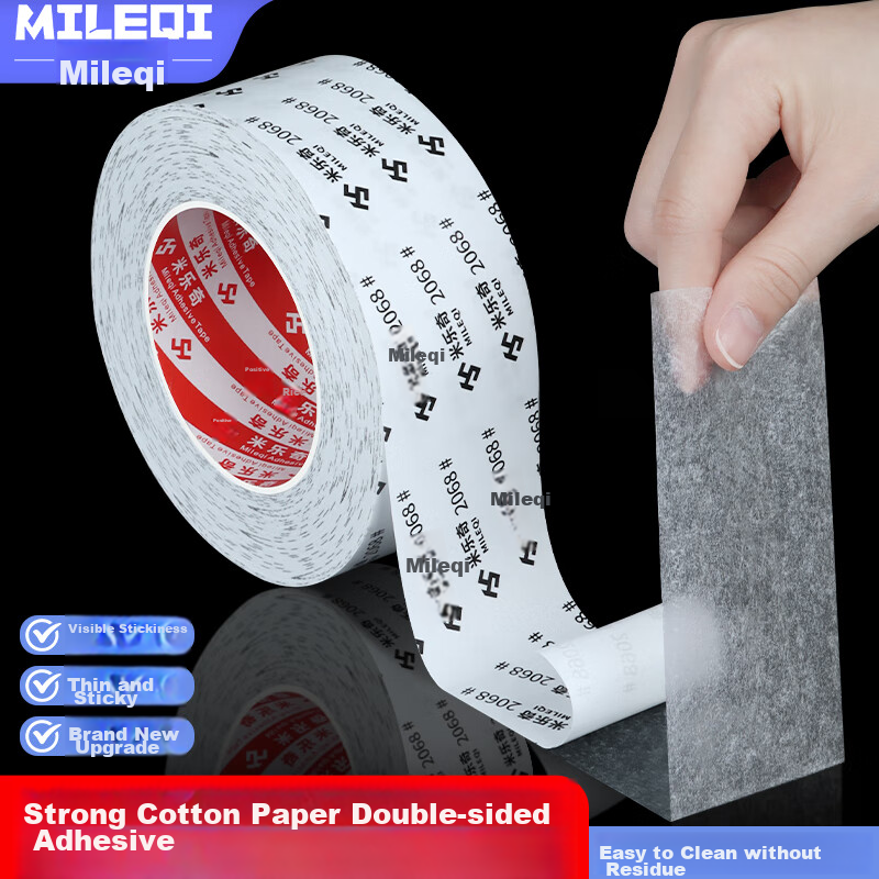 Mileqi Strong Adhesive Double-Sided Tape for Stationery, Crafts, Home Use, High Strength, Sticks Firmly, Not Easy to Fall Off *15mm Wide *50m Long [1 Roll]