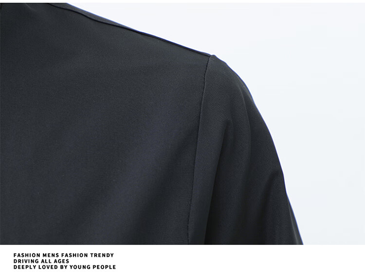 ROMON Men's Autumn Jacket Business Casual Stand Collar Coat ZH9908 Black 2XL 12