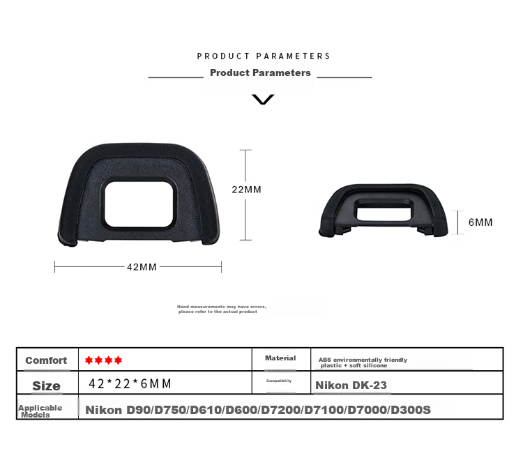 JJC Compatible with Nikon DK-23 Eyecup for D90, D610, D750, D7200, D600, D300s, D80 DSLR Camera Viewfinder Cover, Rubber Eyepiece Accessory 2