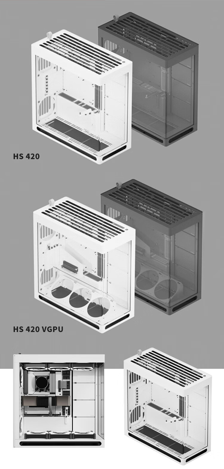 HAVN HS420 Black Seaside View Case Modern Aesthetic Design/Curved Glass/Magnetic Panel/Most Support E-ATX Motherboard/420mm Water Cooling/Four-Side Dust-Proof 2