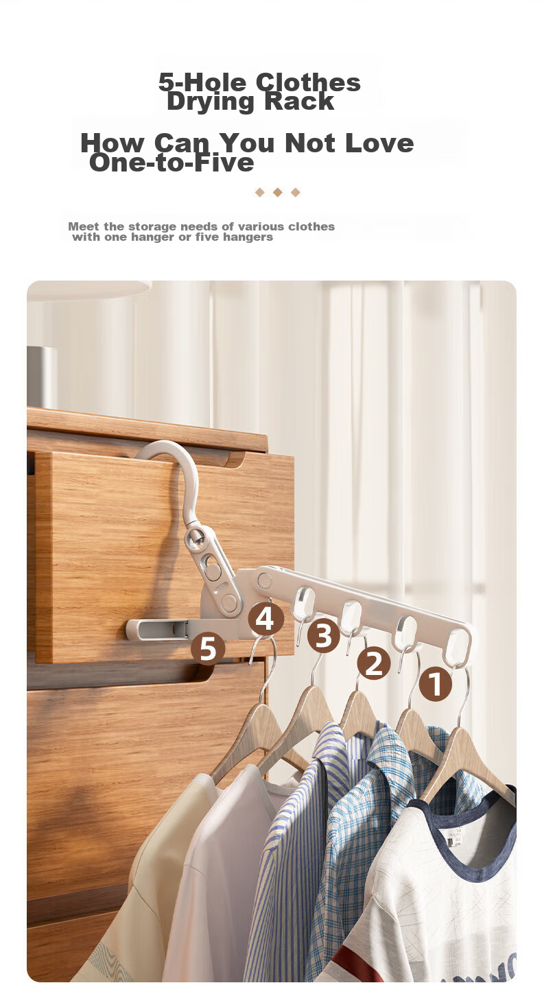 JAJALIN Foldable Travel Hanger, Mini Wall-Mounted Clothes Rack, Suitable for Window Guards, Behind Doors, And Windowsills, Random Color 3