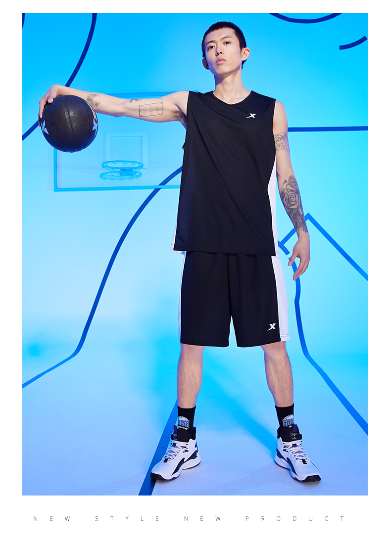 XTEP Professional Basketball Competition Uniform, Summer Quick-Dry Breathable T-Shirt And Shorts Set, Fitness Running Versatile Sportswear 4