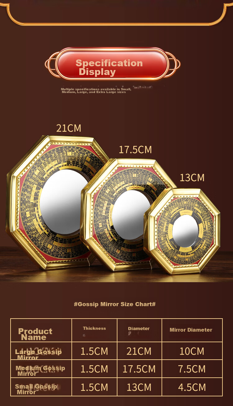 Binyue Mirror, Convex Mirror, Chinese Knot Pendant, Outdoor Entrance Balcony Door-To Hanging Ornament, Home Decoration, Large Size 19cm 7