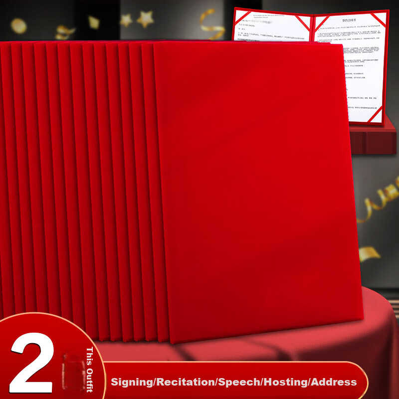 [Lowest Price Online] Longe Poetry Recitation Folder, Red Speech Folder, Contract Folder, Poetry Host Script Folder, Toast Script Folder, Speech Folder Board, Customizable, 2-Pack Velvet Style