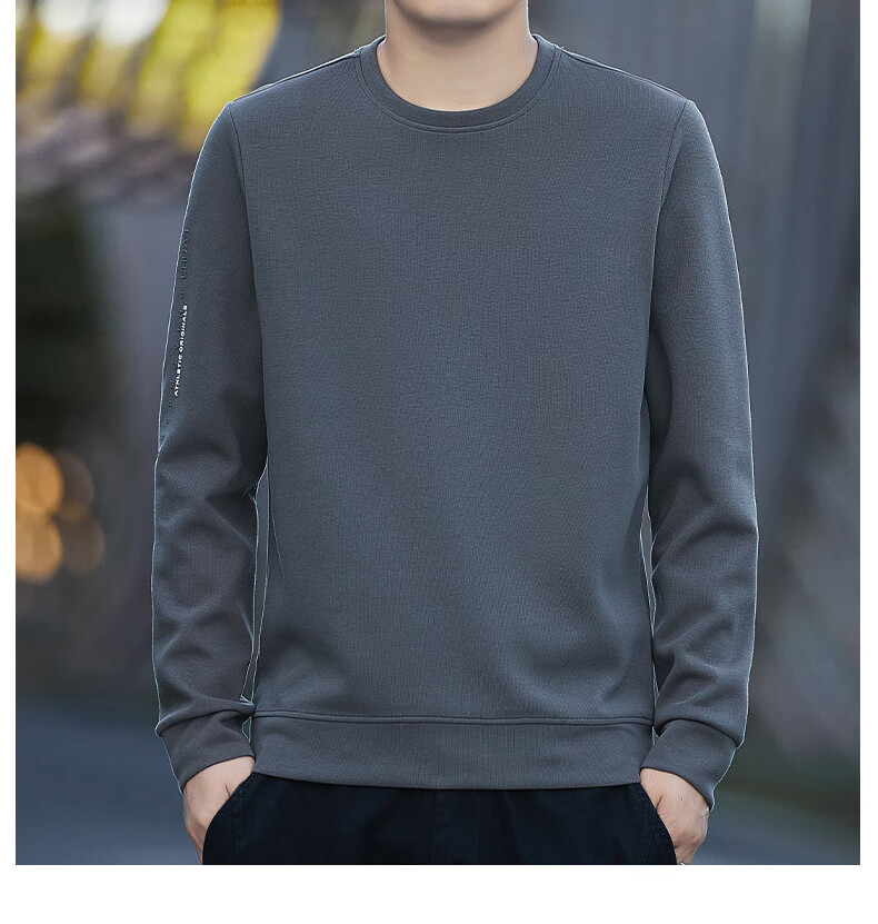 ROMON Men's Sweatshirt Spring and Autumn Long Sleeve Pullover T-Shirt Casual Comfortable Jacket Base Shirt 8170 Black L 16