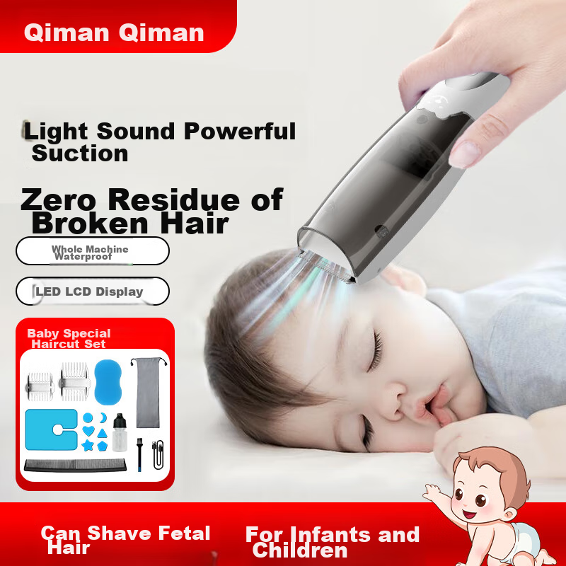 Qiman Automatic Hair Removal Baby Hair Clipper, Quiet Children's Hair Trimmer, Newborn Hair Shaver, Infant Hair Cutting Electric Shaver, QM2007 Gift Box Editio
