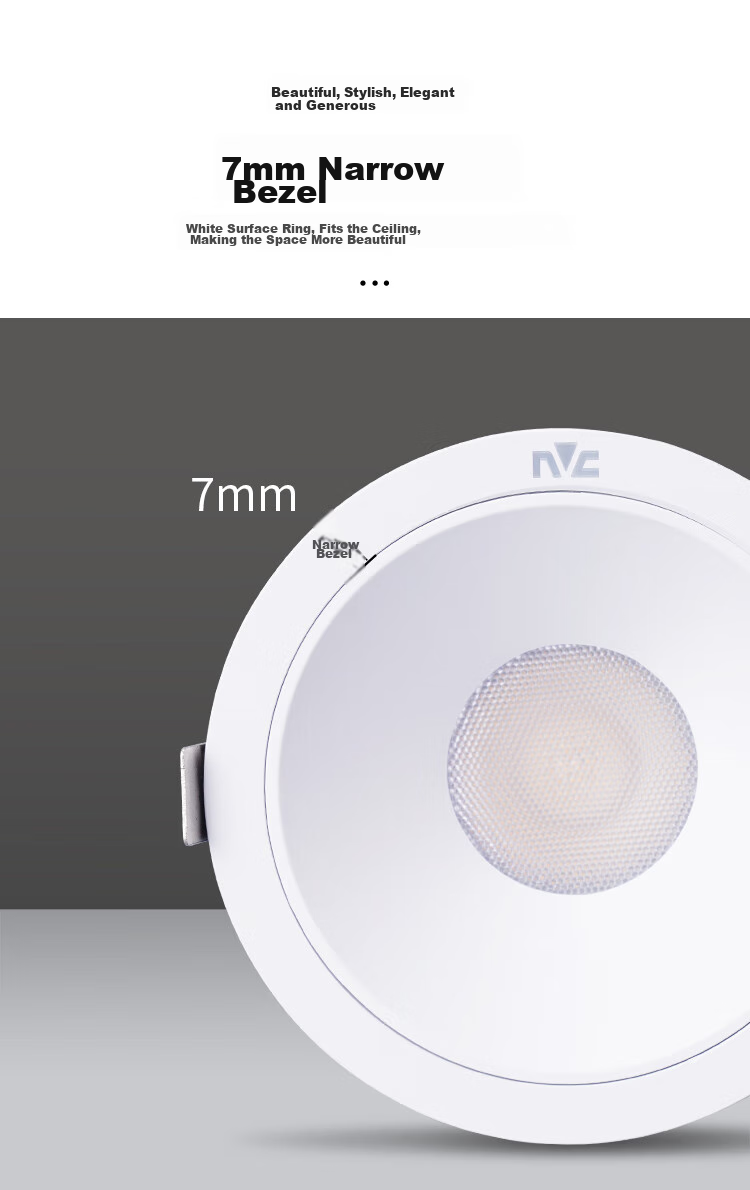 NVC LED Downlight, Living Room Background Wall Recessed, Washed Wall Small Hill Aluminum Material, 7W White Cup Warm White [Mingyue], Ra95 6