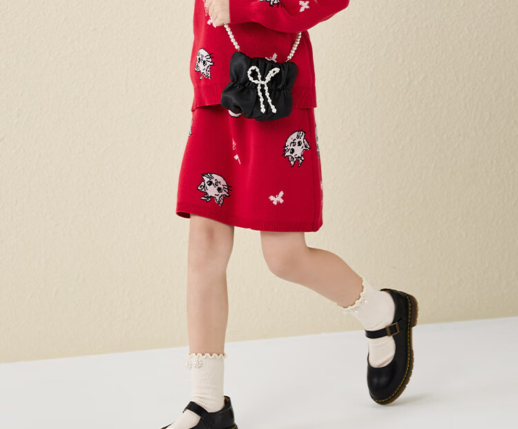 DISNEY Children's Girls' Outfit Set, Dress with Thick Sweater, Red New Year's Outfit, Winter 2023 DB331TE16, Bright Red, Size 110 30